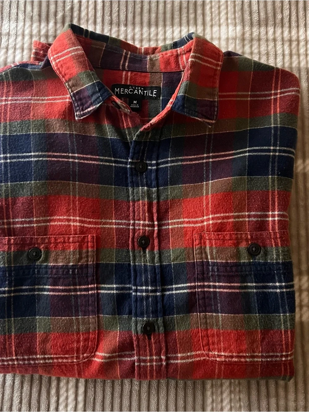 J. Crew Red and Navy Plaid Button-Down Shirt